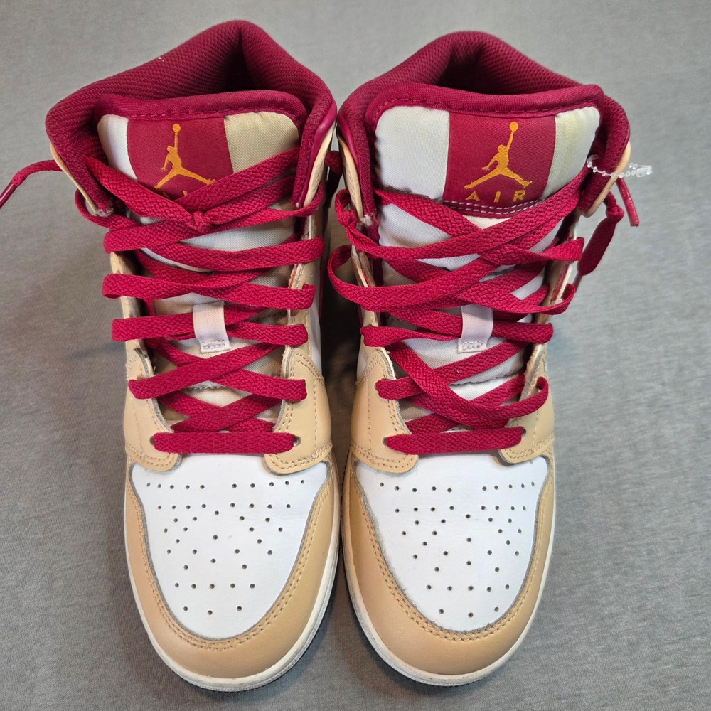 Nike Air Jordan 1 Mid GS Light Curry Ruby White 554725-201 Kids Size 7Y - Picture 2 of 8